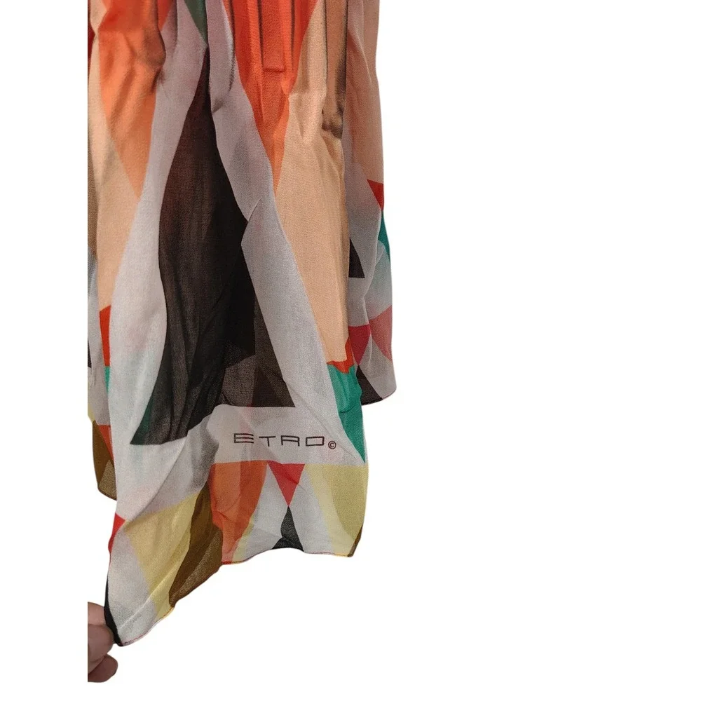 Etro Milano Pleated‎ Geometric Print Scarf Wrap Italy